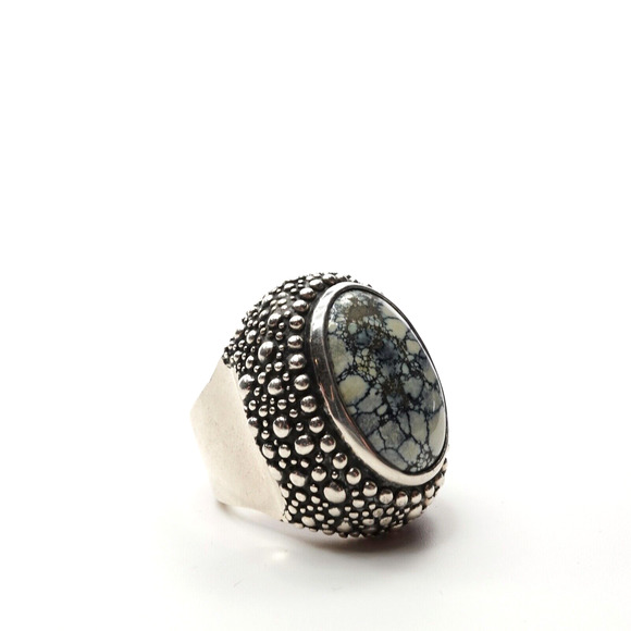 King Baby Studio Stingray Texture Turquoise Cabochon Ring Silver .925 MSRP $1325